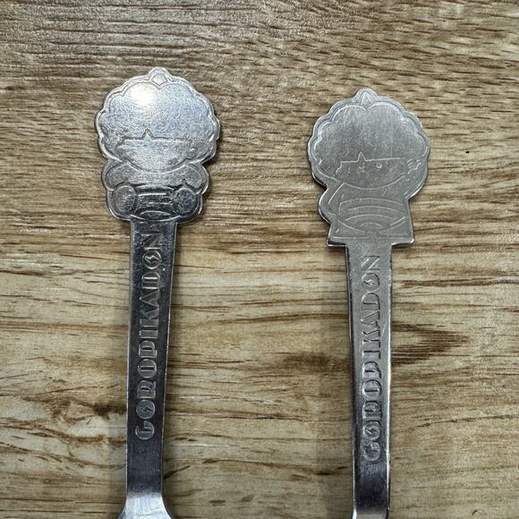 Vintage 1983 Sanrio Goropikadon Kids Fork & Spoon Set Made in Japan - Picture 3 of 4